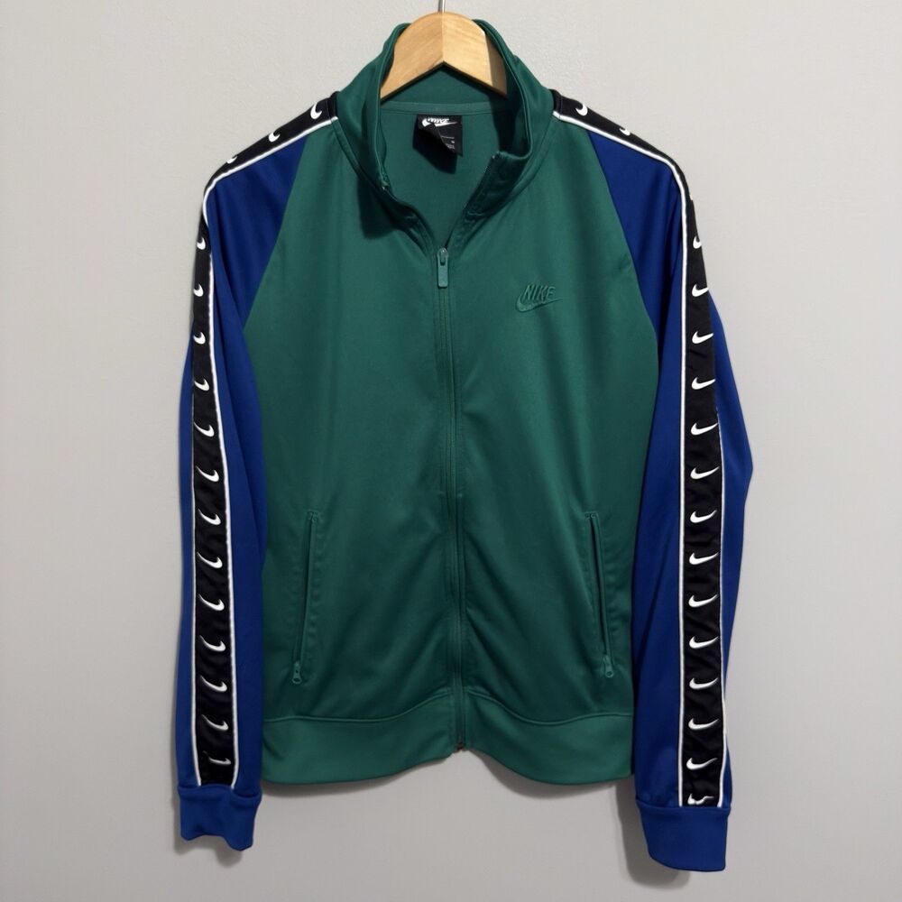 Nike Track Jacket Men’s Size M Blokecore Retro 90's Swoosh Green Blue Athleisure